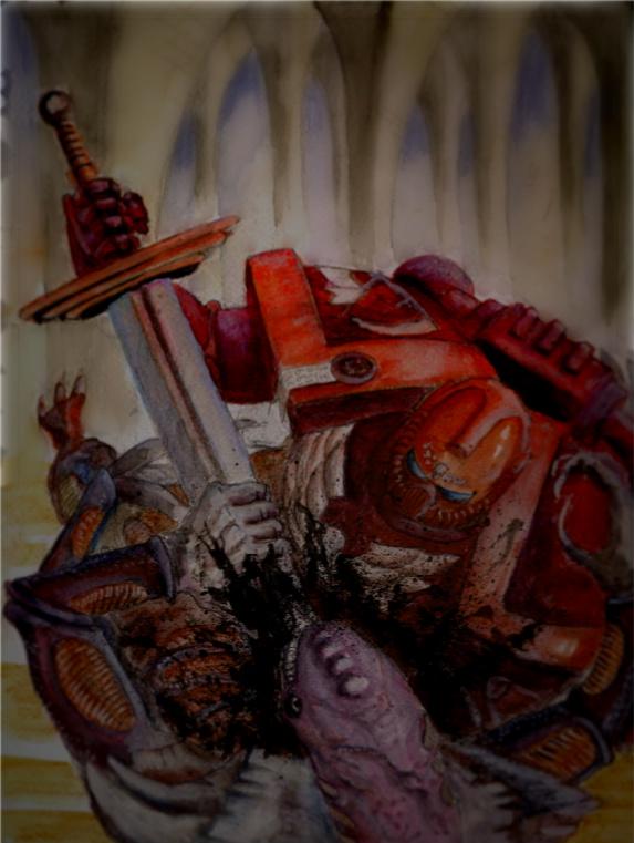 Artwork, Duel, Orks, Space Marines