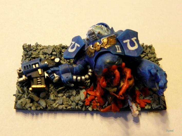 Fallen, Marine Abuse, Mission Objective Marker, Objective Marker, Space Marines, Terminator Armor, Ultramarines, Warhammer 40,000