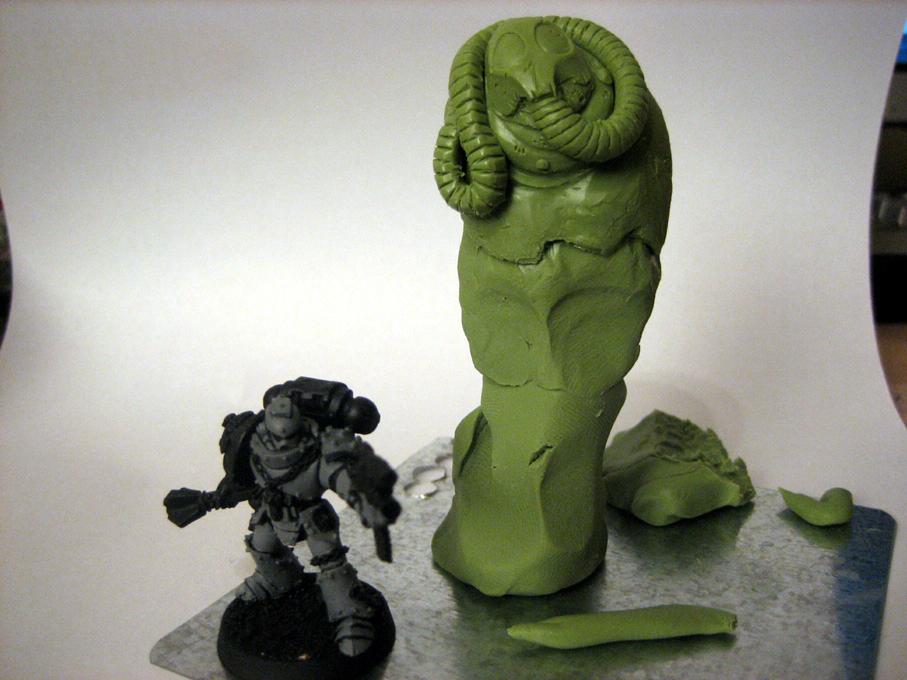 Bust, Chaos, Chaos Space Marines, Comparison, Conversion, Greenstuff, Nurgle, Sculpting, Warhammer 40,000, Work In Progress