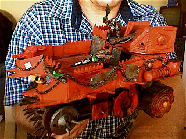 Battlewagon, Deffrolla, Orks, Red, Scratch Build, Warhammer 40,000