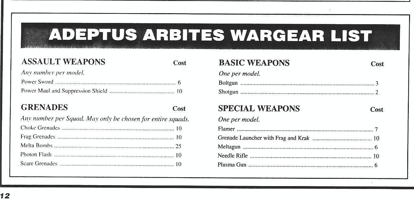2nd Edition, Adeptus Arbites, Army List, Black Codex, Copyright Games Workshop, Rules, Warhammer 40,000