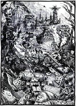 Artwork, Copyright Games Workshop, Ian Miller, Space Marines, Warhammer 40,000