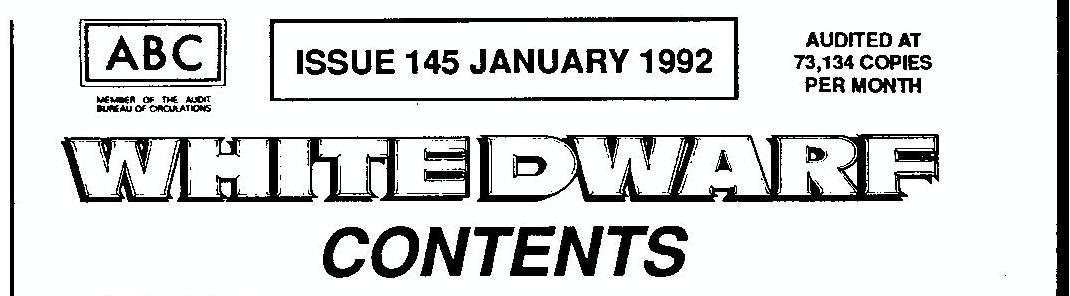 Copyright Games Workshop, Table Of Contents, White Dwarf