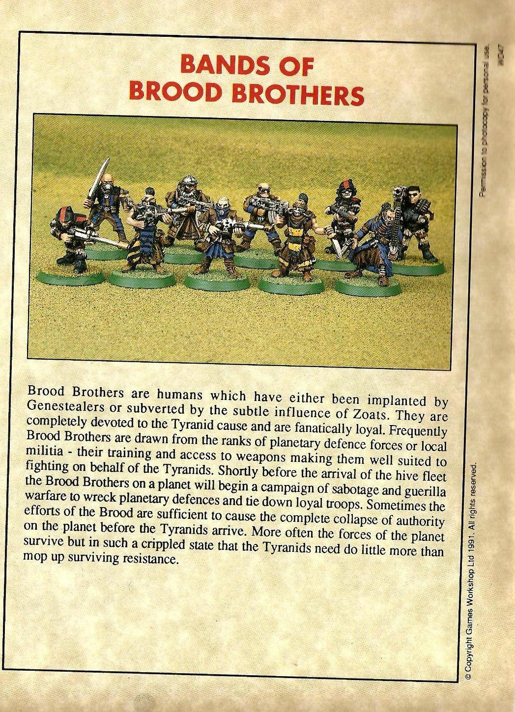 2nd Edition, Brood Brothers, Copyright Games Workshop, Genestealer Cult, Rogue Trader, Warhammer 40,000