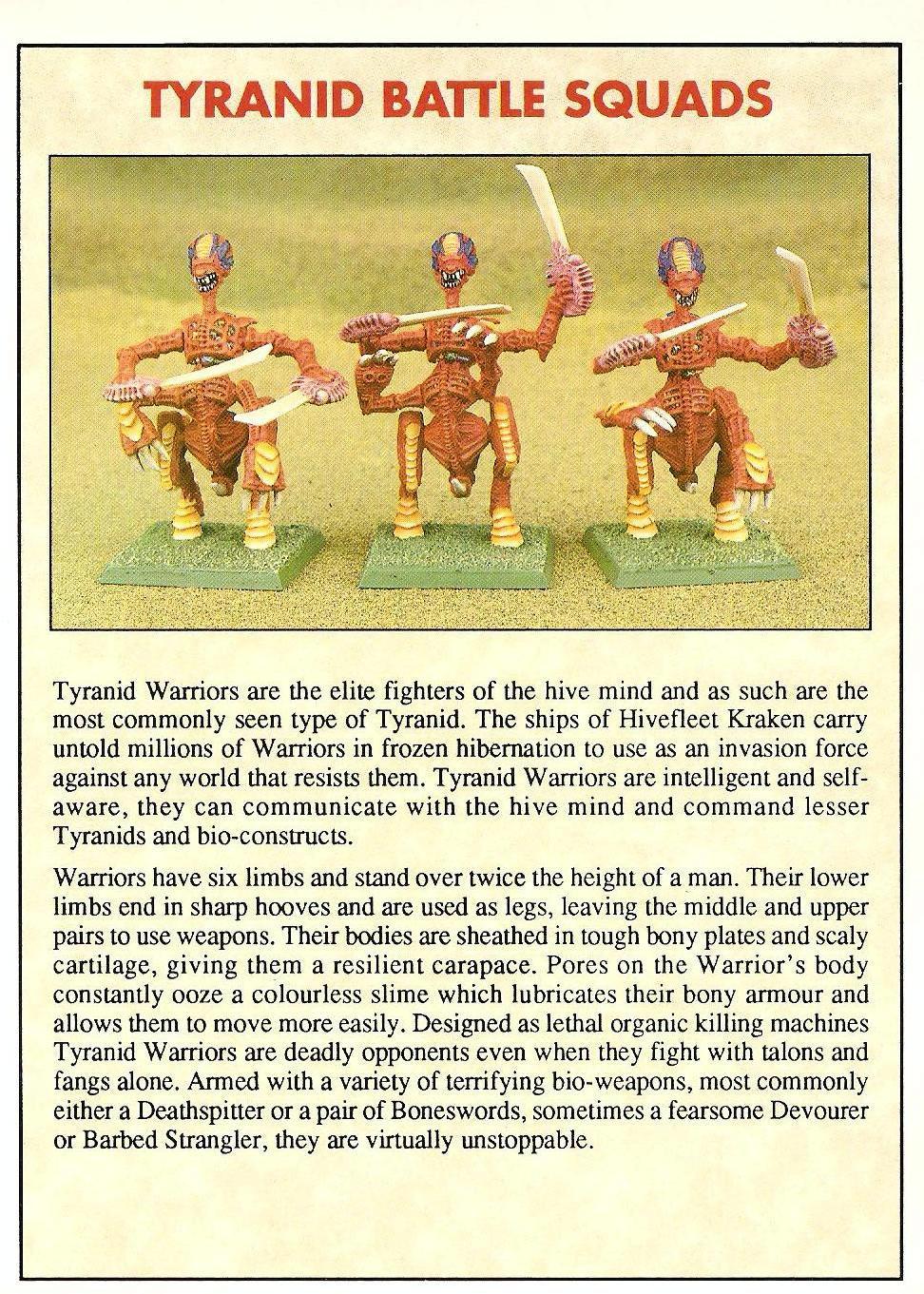 2nd Edition, Classic, Copyright Games Workshop, Rogue Trader, Tyranid Warriors, Tyranids, Warhammer 40,000, White Dwarf