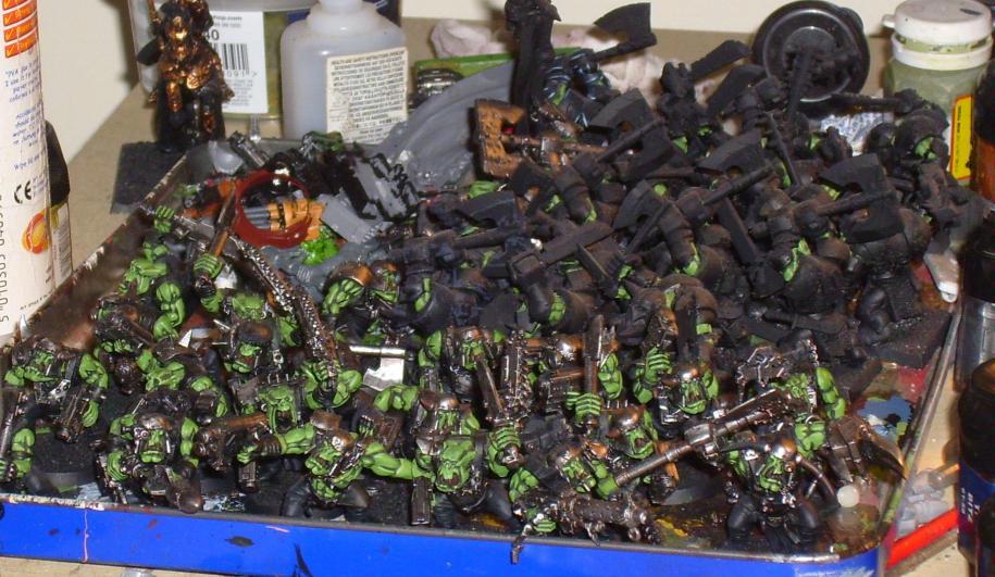 Orks, Various work-in-progress miniatures
