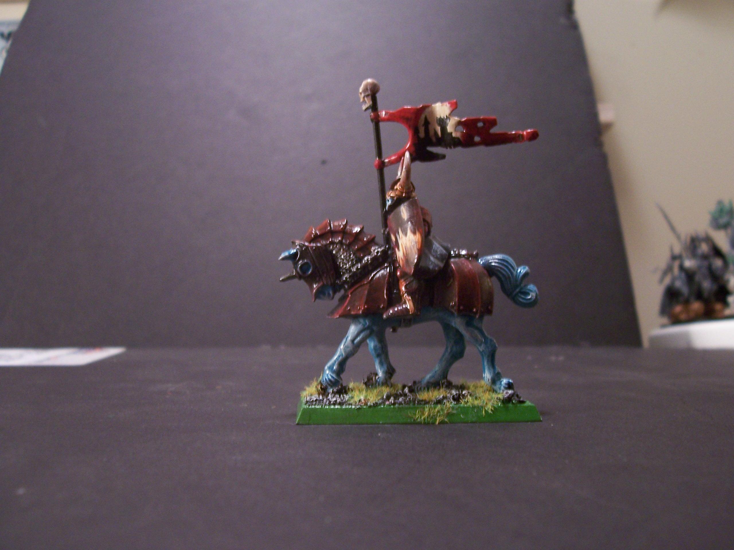 Blue, Cavalry, Chaos, Mounted, Red, Standard Bearer, Warhammer Fantasy
