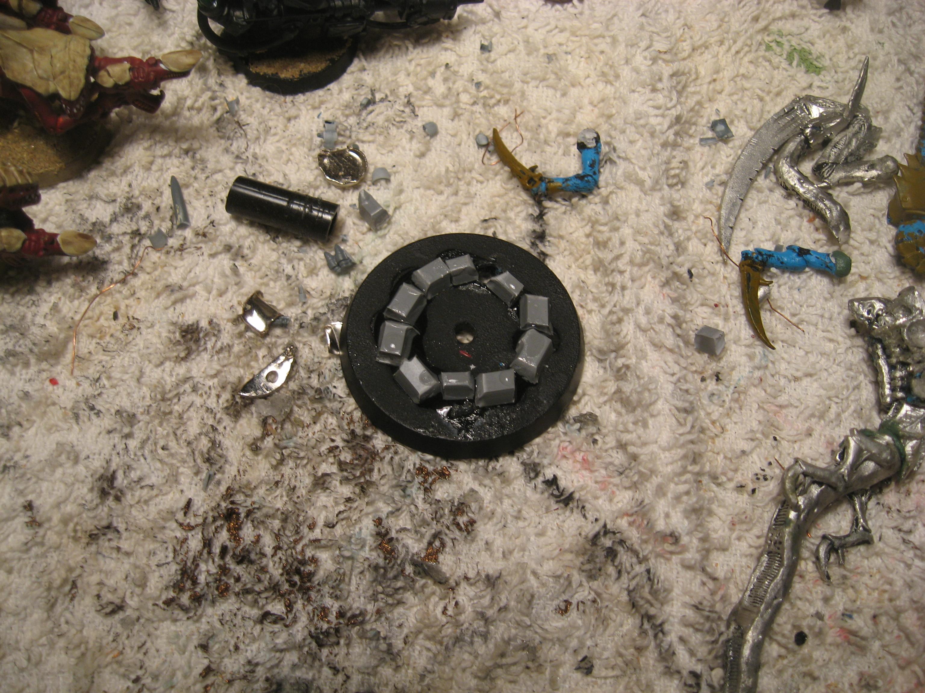 Work In Progress, I like to start with the base and here i have cut sections of old spure as a guide for the burrow