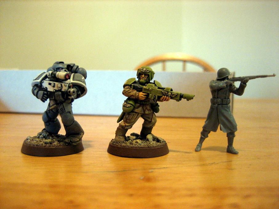 Comparison, Imperial Guard, Space Marines, Toy Soldier, Warhammer 40,000