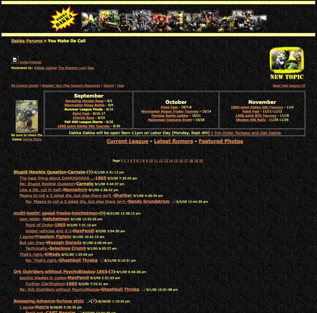 Dakka Dakka, Forum, History Of Dakka, Screen Capture