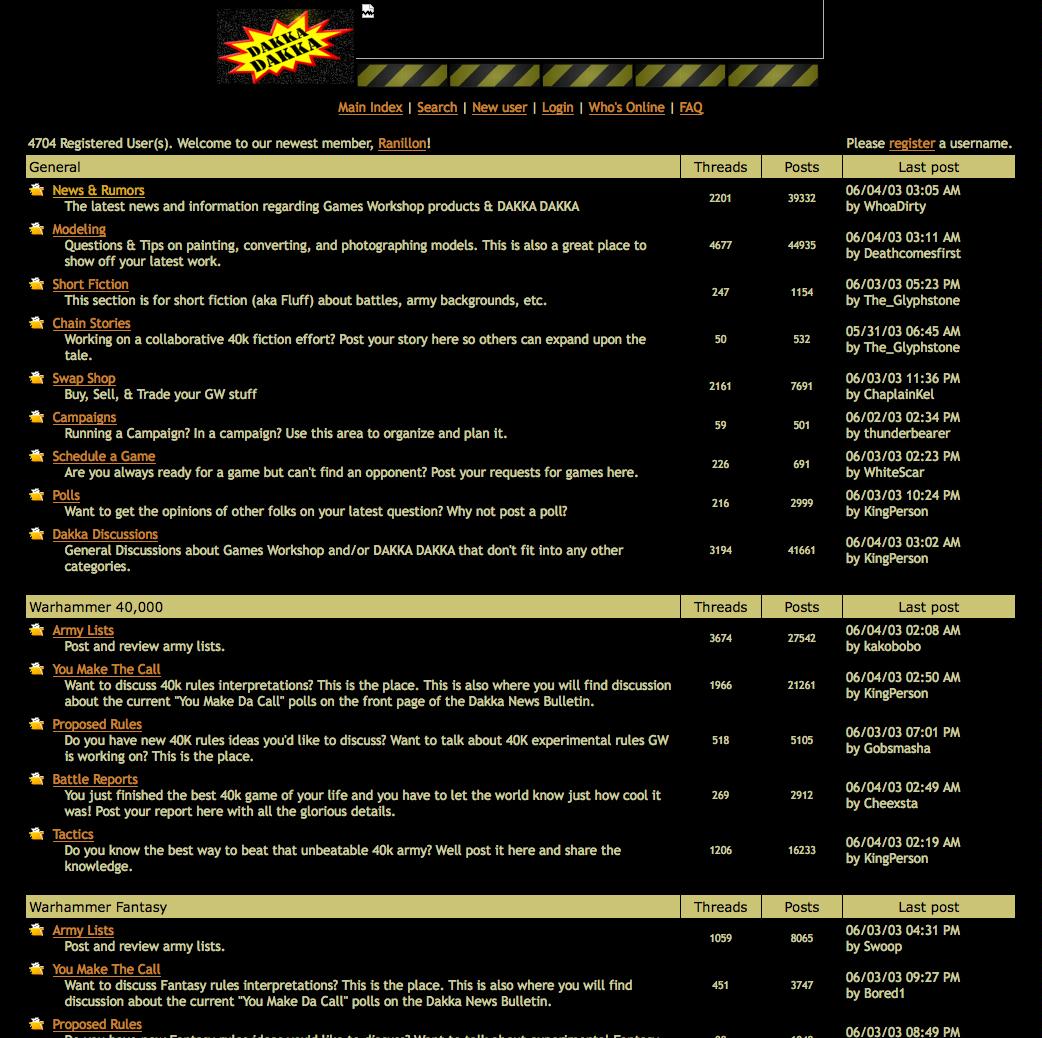 Dakka Dakka, Forum, History Of Dakka, Screen Capture