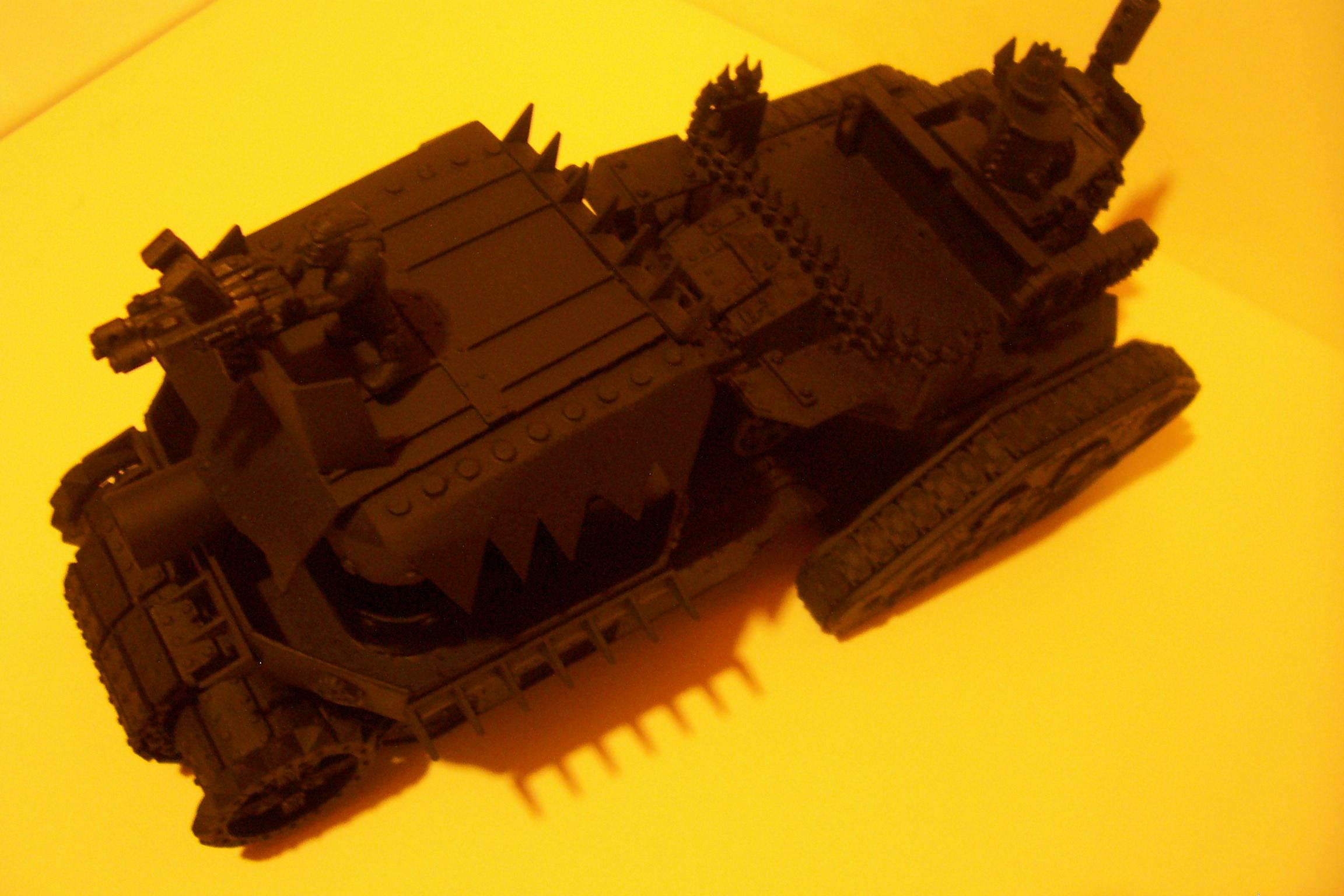 Battlewagon, Conversion, Deffrolla, Leman Russ, Looted, Orks, Primered, Tank, Vehicle, Warhammer 40,000