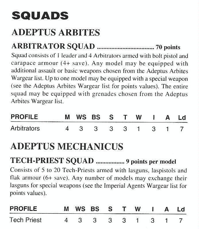2nd Edition, Adeptus Arbites, Rules