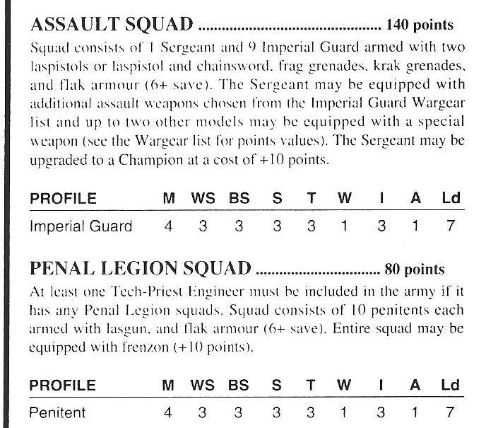 2nd Edition, Black Codex, Imperial Guard, Rules
