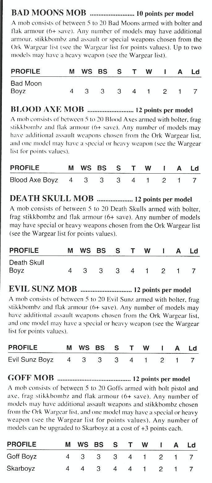 2nd Edition, Orks, Rules