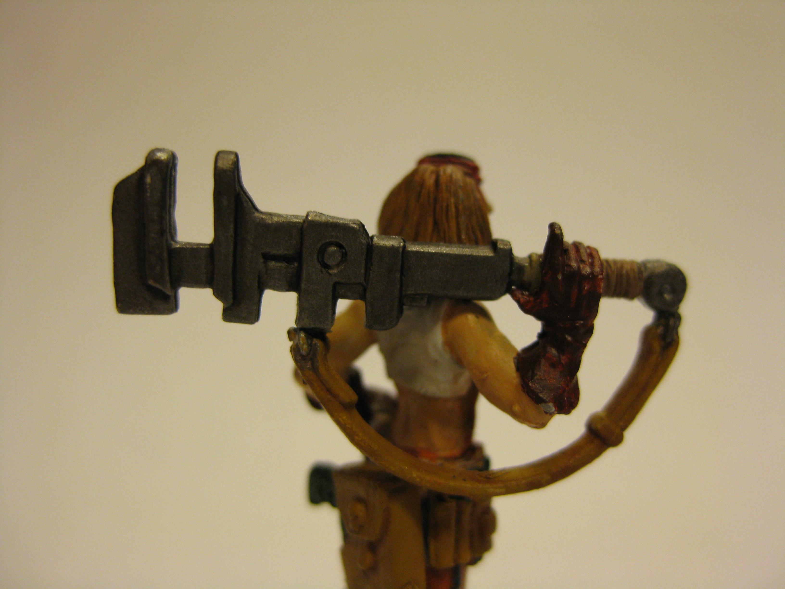 Female, Mechanic, And the wrench. Does it need rust? Not sure myself