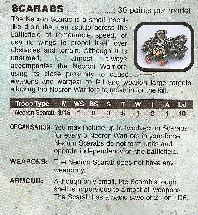 Copyright Games Workshop, Necrons, Retro Review, Rules, Scarabs, White Dwarf