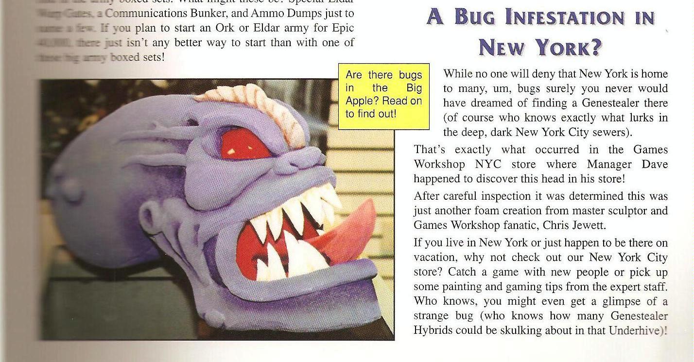 Copyright Games Workshop, Genestealer, New York, White Dwarf