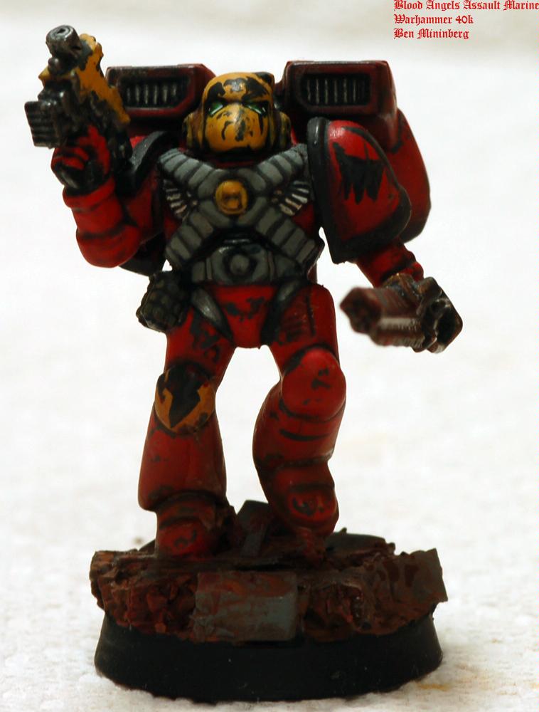 Action, Assault, Base, Blood Angels, Chainsword, Red, Scenic, Space Marines, Weathered