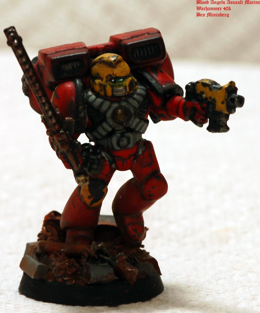 Action, Assault, Base, Blood Angels, Chainsword, Red, Scenic, Space Marines, Weathered
