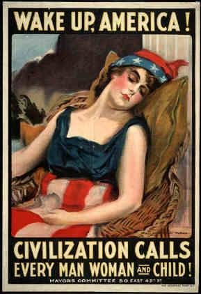 Poster, Terrain, Wake Up America, World War 2