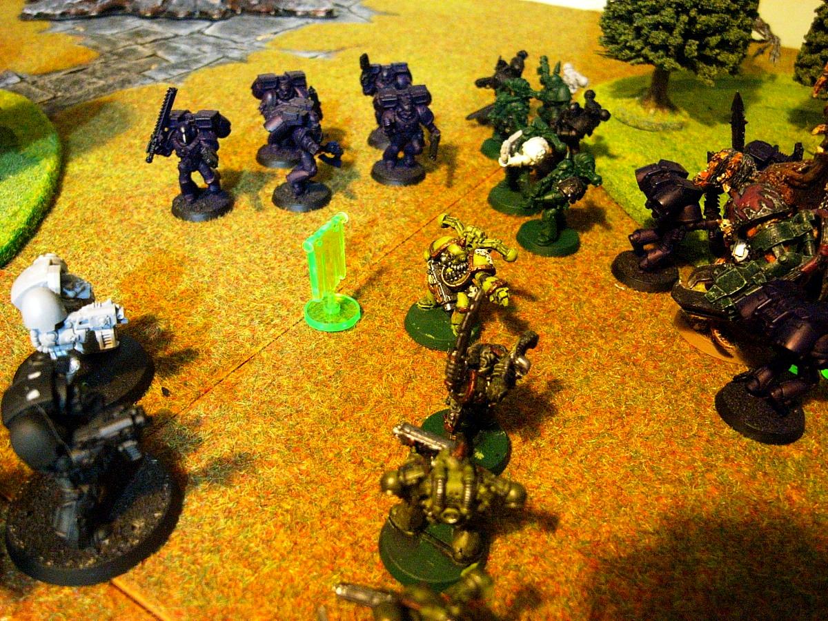 Battle Report, Chaos Space Marines, Crimson Fists, Plague Marines, Space Marines, Warhammer 40,000