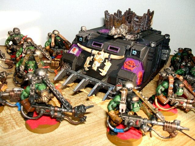 Orks, Rhino, Burnas and Looted Rhino