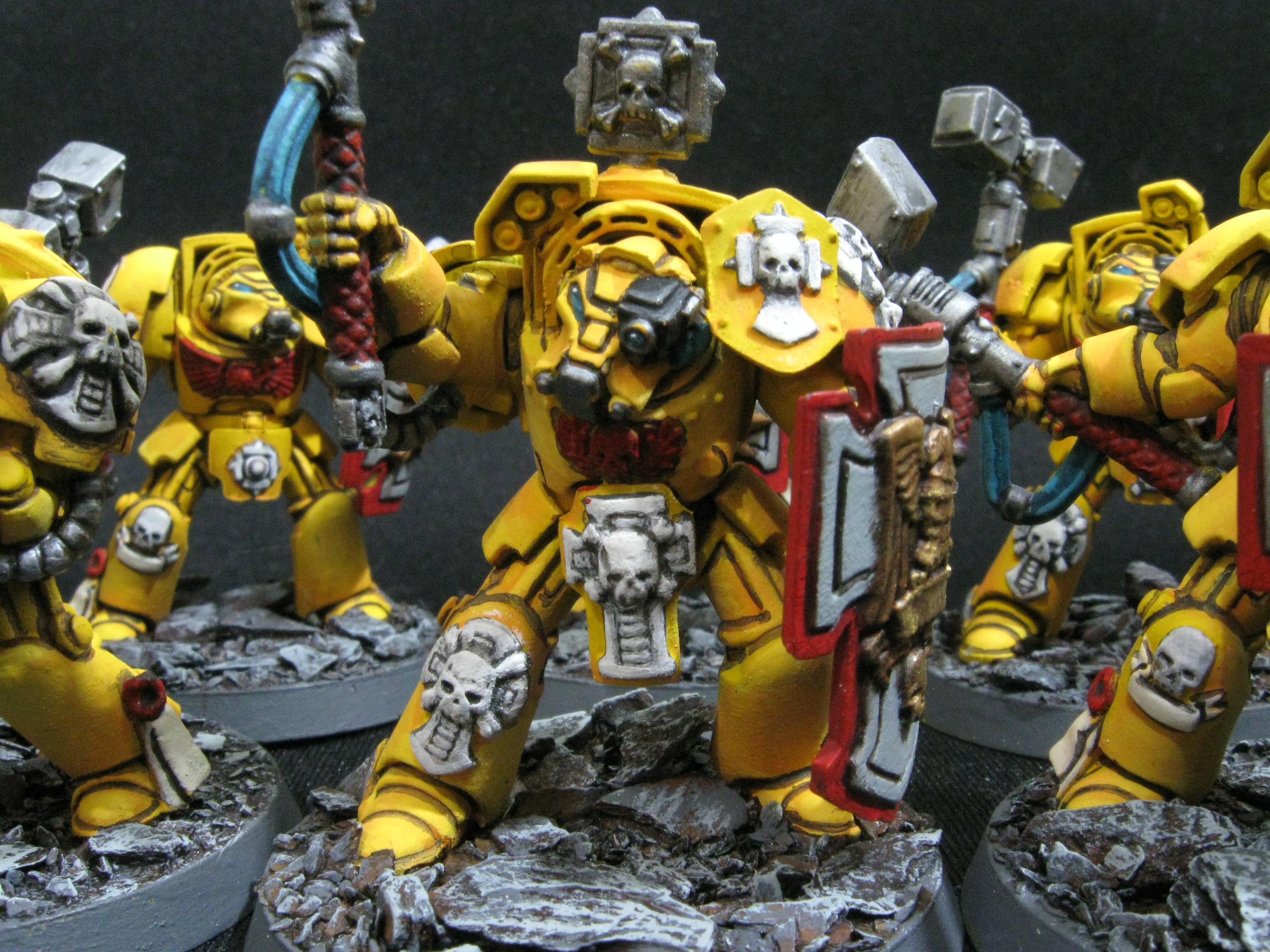 Imperial Fists, Painted, Terminator Armor, Terminator Assault Squad, Warhammer 40,000