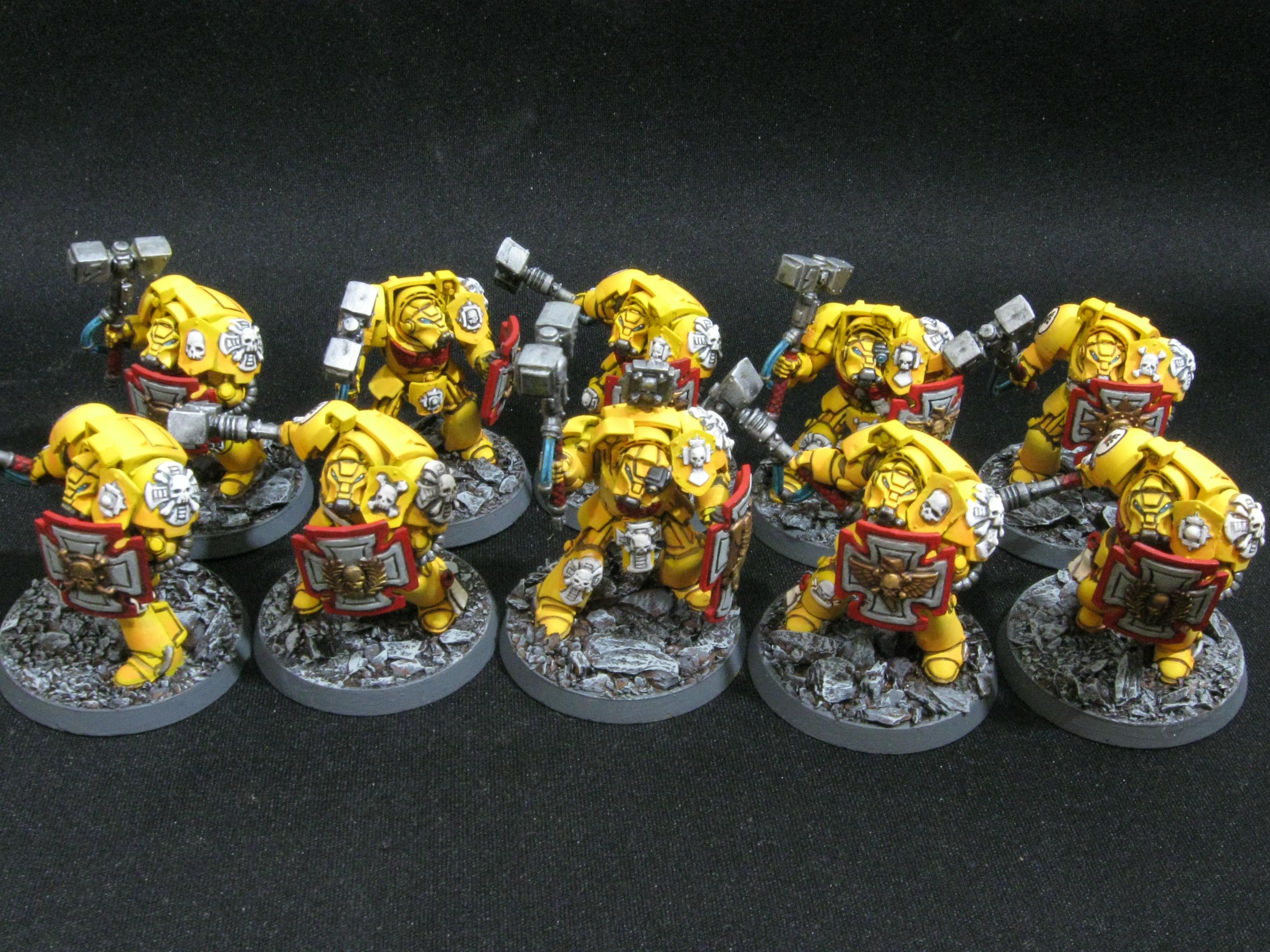 Imperial Fists, Space Marines, Squad, Terminator Armor, Warhammer 40,000