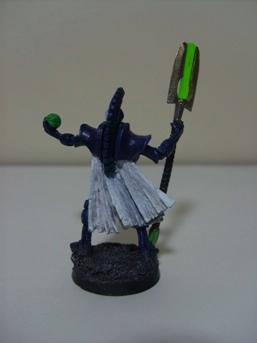 Necron with a blue paint scheme