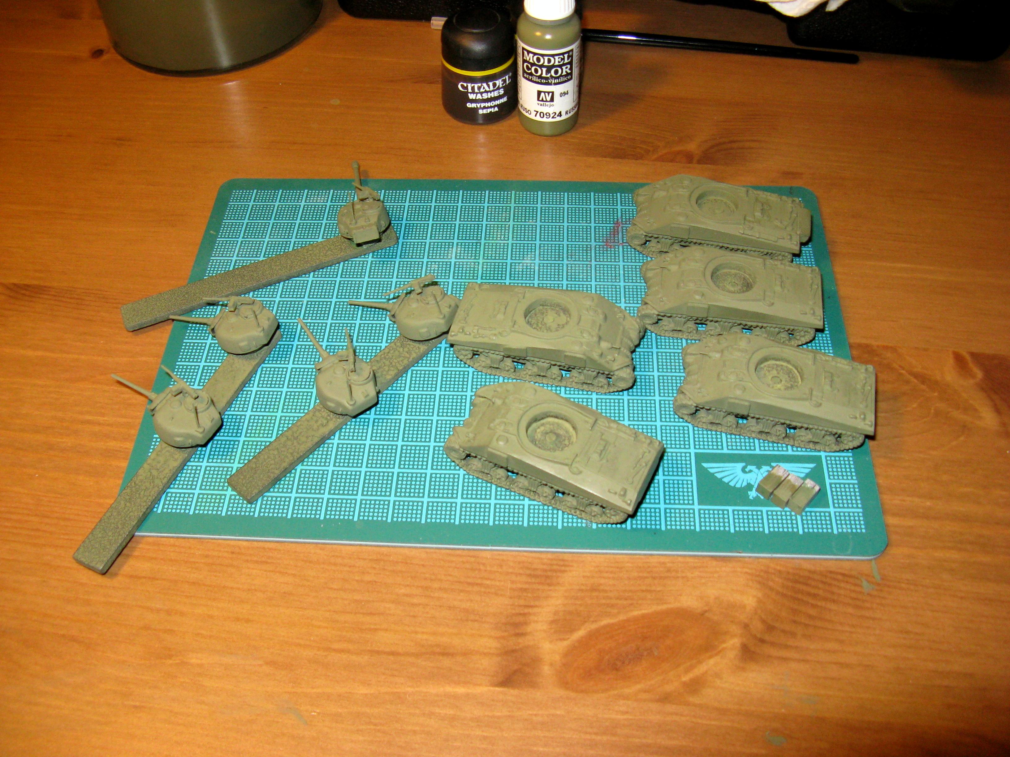 15mm, British, Flames Of War, Late War, Sherman Platoon, Tank, Work In Progress