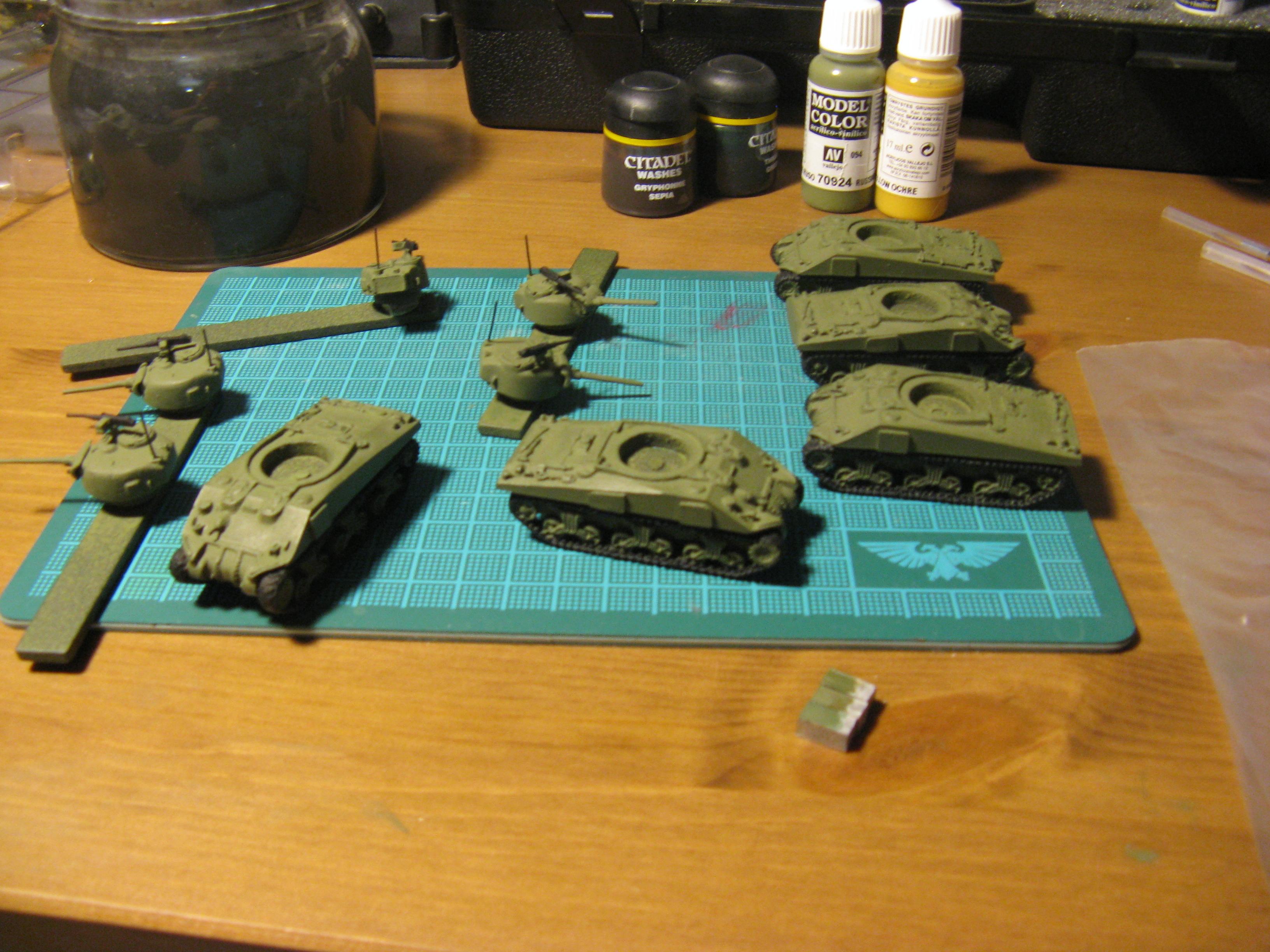 15mm, British, Flames Of War, Late War, Sherman Platoon, Tank, Work In Progress
