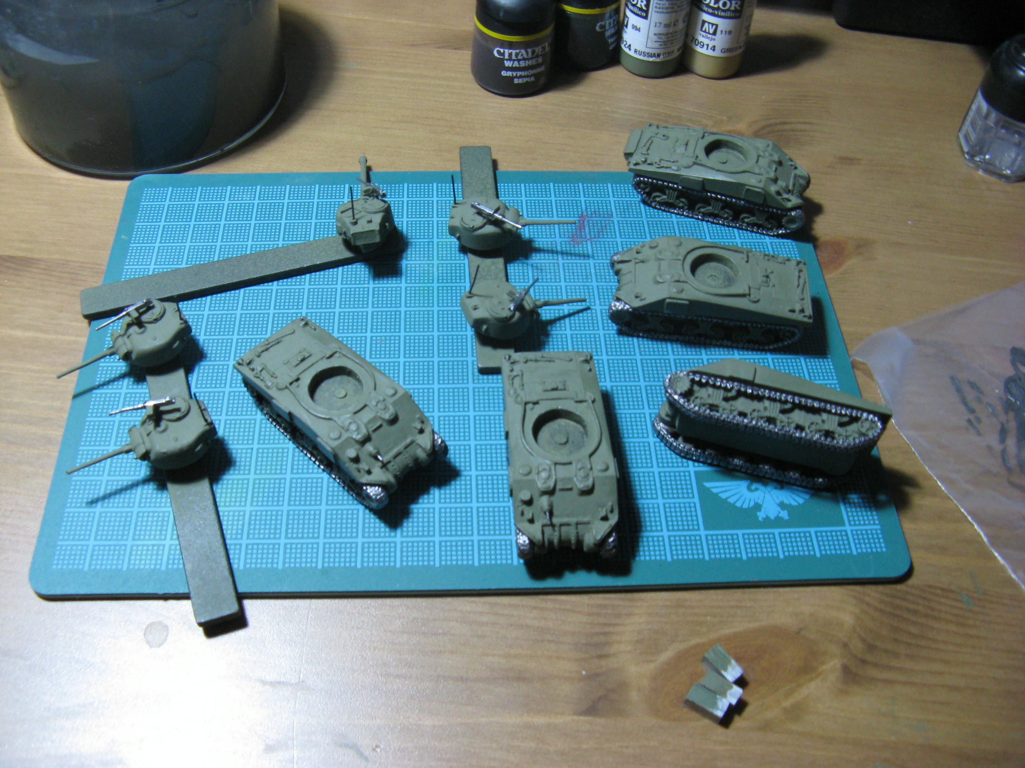 15mm, British, Flames Of War, Late War, Sherman Platoon, Tank, Work In Progress