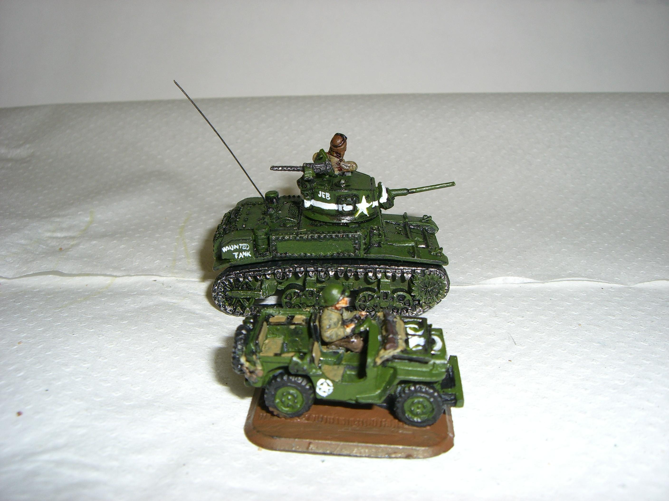 15mm, America, Flames Of War, Jeep, M3 Stuart, World War 2