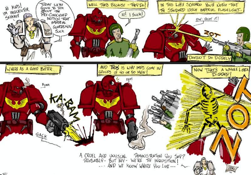 Cartoon, Humor, Imperial Guard, Lasgun