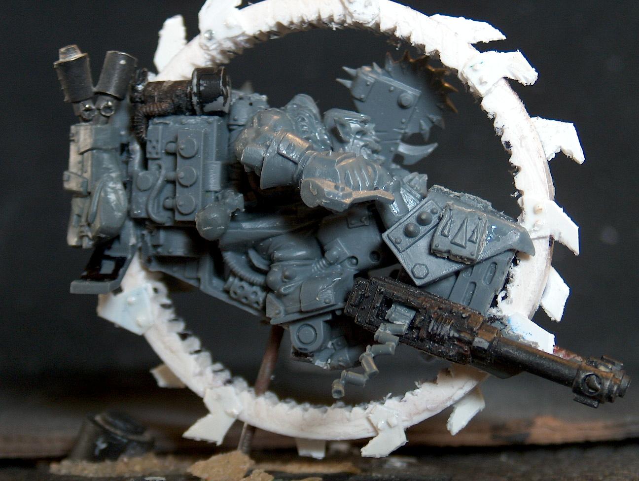 Bike, Biker Nob Wip, Kitbash, Nob, Orks, Saw, Unpainted, Work In Progress