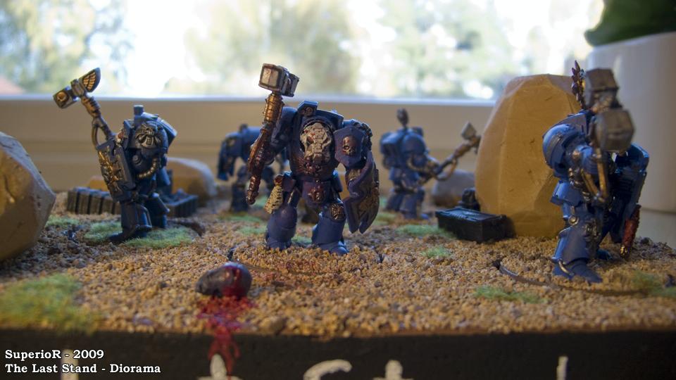 Diorama, Last Stand, Smurfs, Space Marines, Superior, Ultramarines, Warhammer 40,000