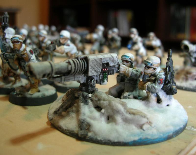 Heavy Weapons Team, Imperial Guard, Snow Basing, Steel Legion, Winter