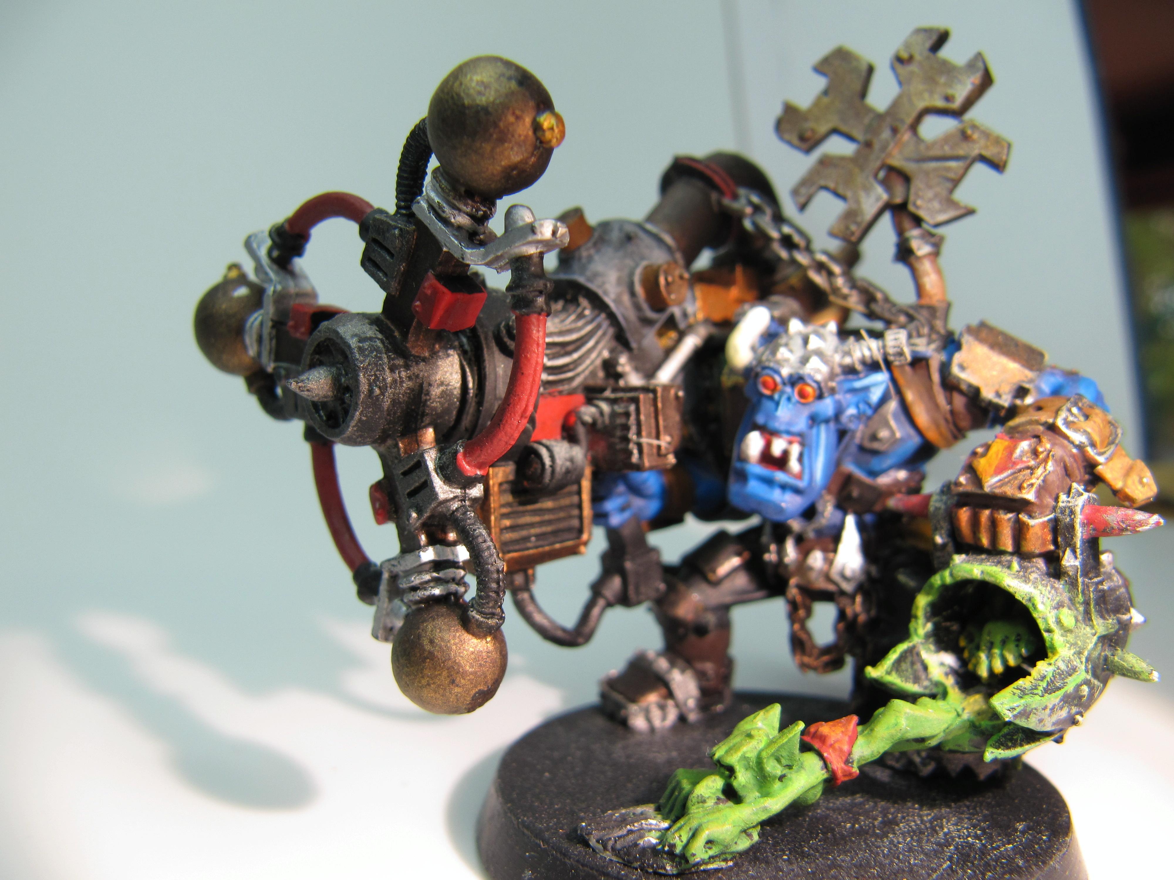 Blue Orks, Orks, Big Mek with Shokk attack gun