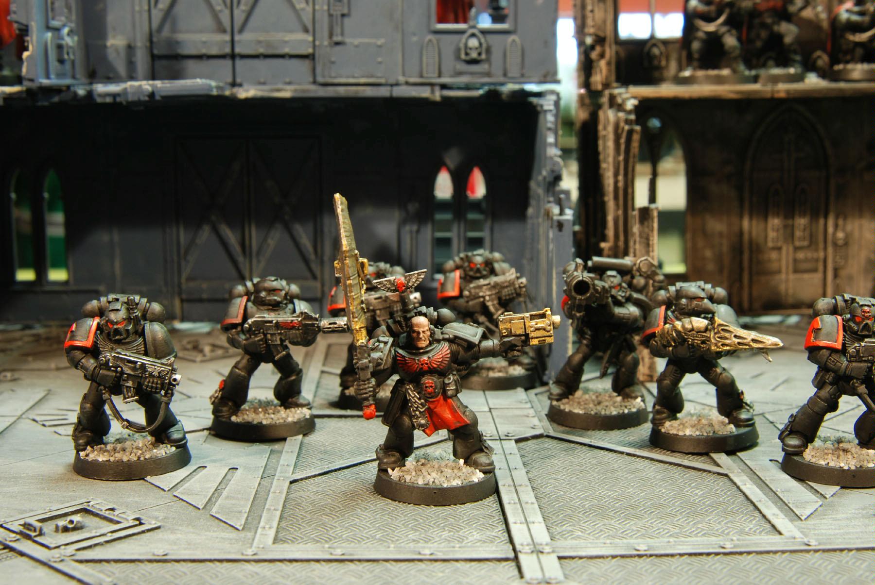 Black, Dark, Space Marines, Squad, Warhammer 40,000