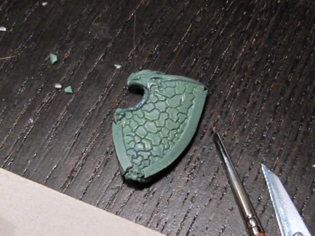 Salamander Shield, Greenstuff sculpted WIP &quot;stormshield&quot;