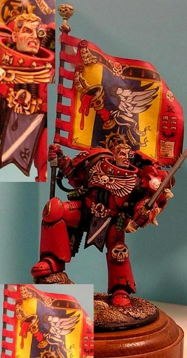 54mm, Adeptus Astartes, Banner, Black Rage, Blood Angels, Red Thirst, Space Marines, Standard Bearer