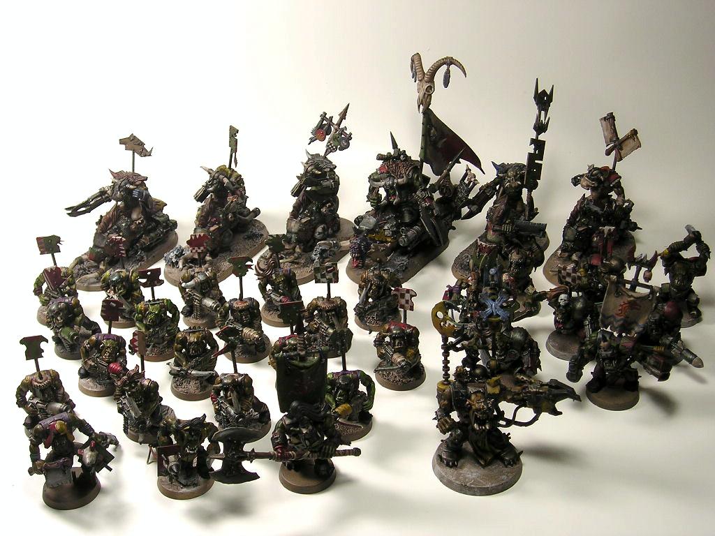 Green Orks, Lots Of Work, Nonred Orks, Orks, Very Nice, Well Painted