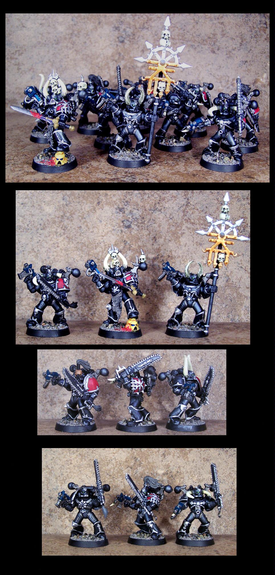 Black, Chaos Space Marines, Icon, Squad, Warhammer 40,000