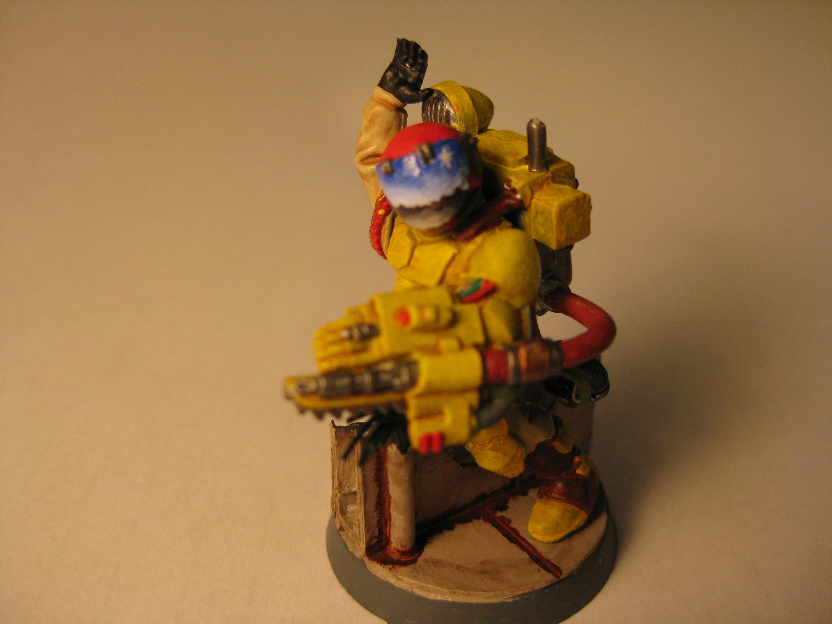 Imperial Guard, Front view. He looks quite menacing, and the fist looks large enough I think