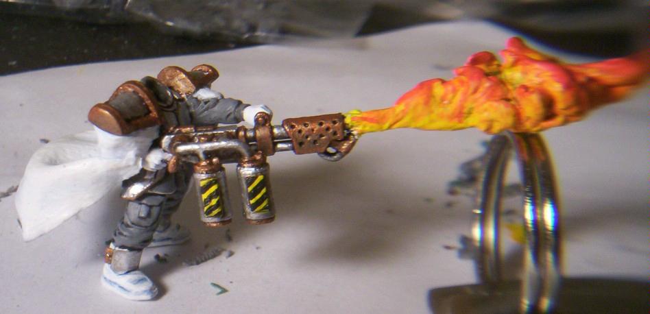 Fire, Flamer, WIP - Guardsman firing a flamer