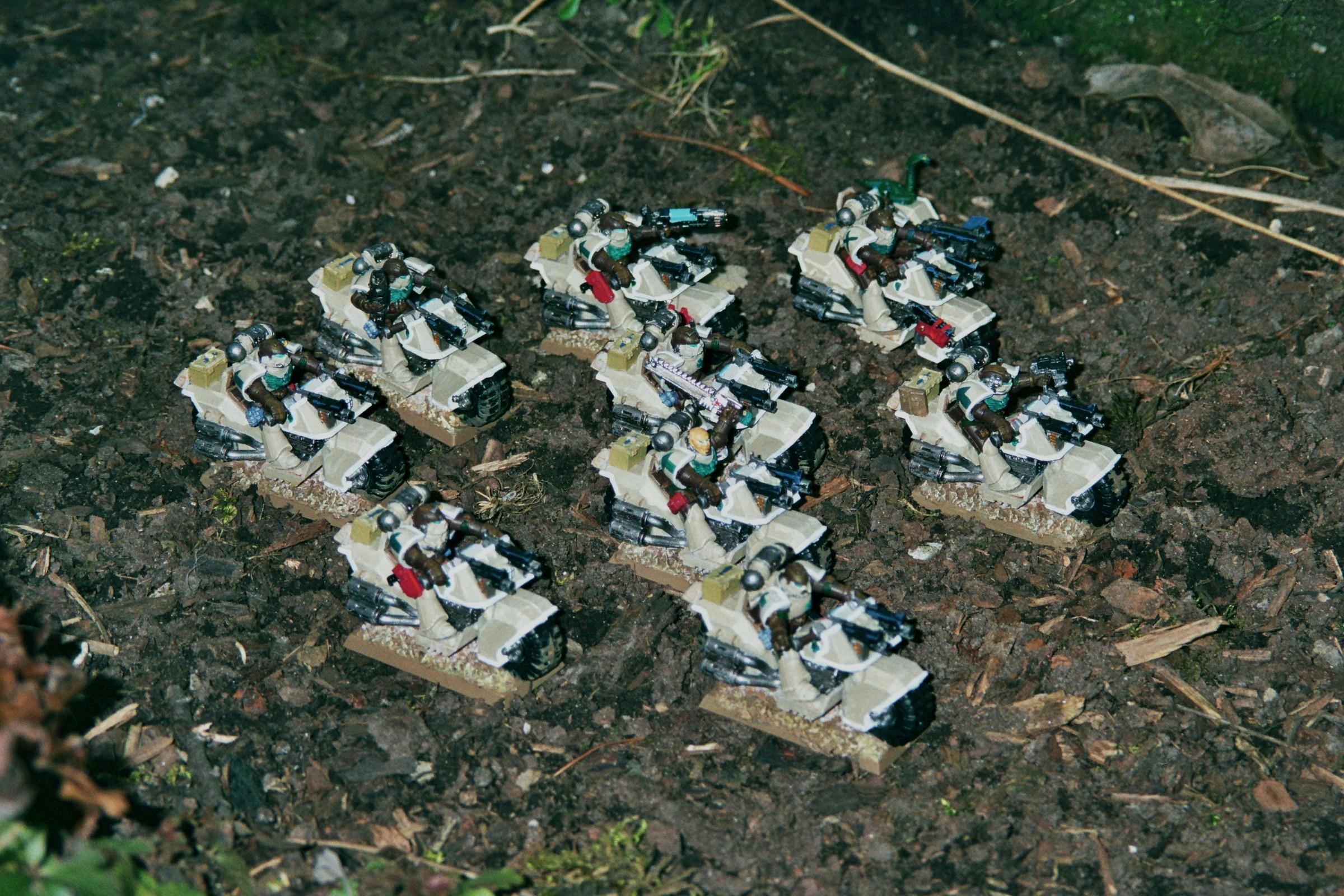 Attack Bikes, Bike Squadron, Forest, Space Marines, Warhammer 40,000, White Scars