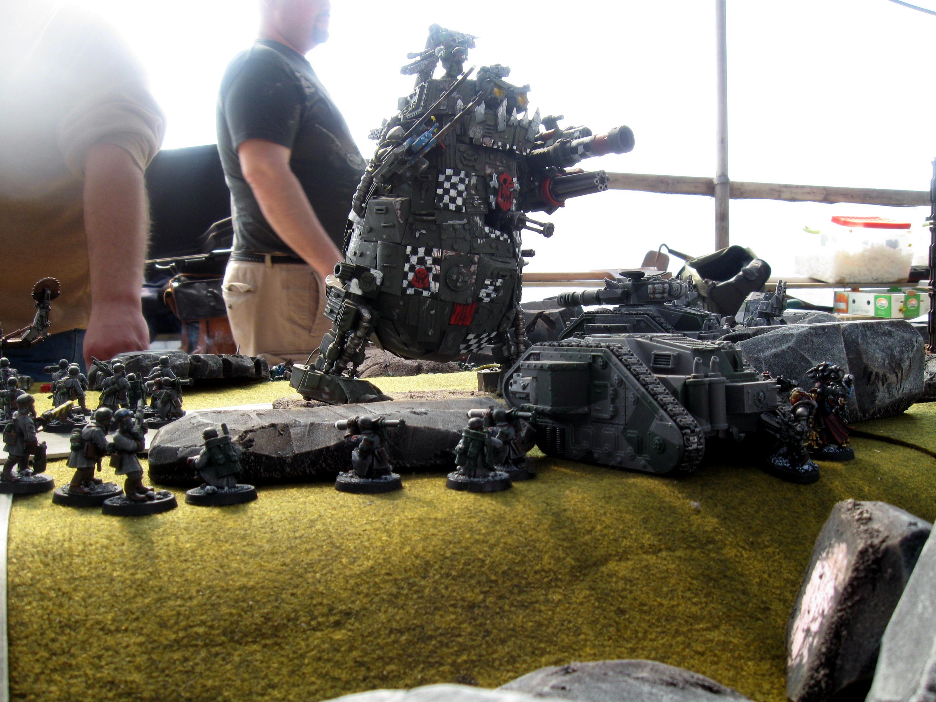 Battle, Imperial Guard, Leman Russ, Orks, Stompa