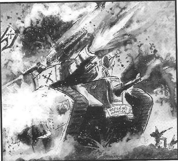 2nd Edition, Artwork, Copyright Games Workshop, Imperial Guard, John Blanche, Leman Russ, Retro Review