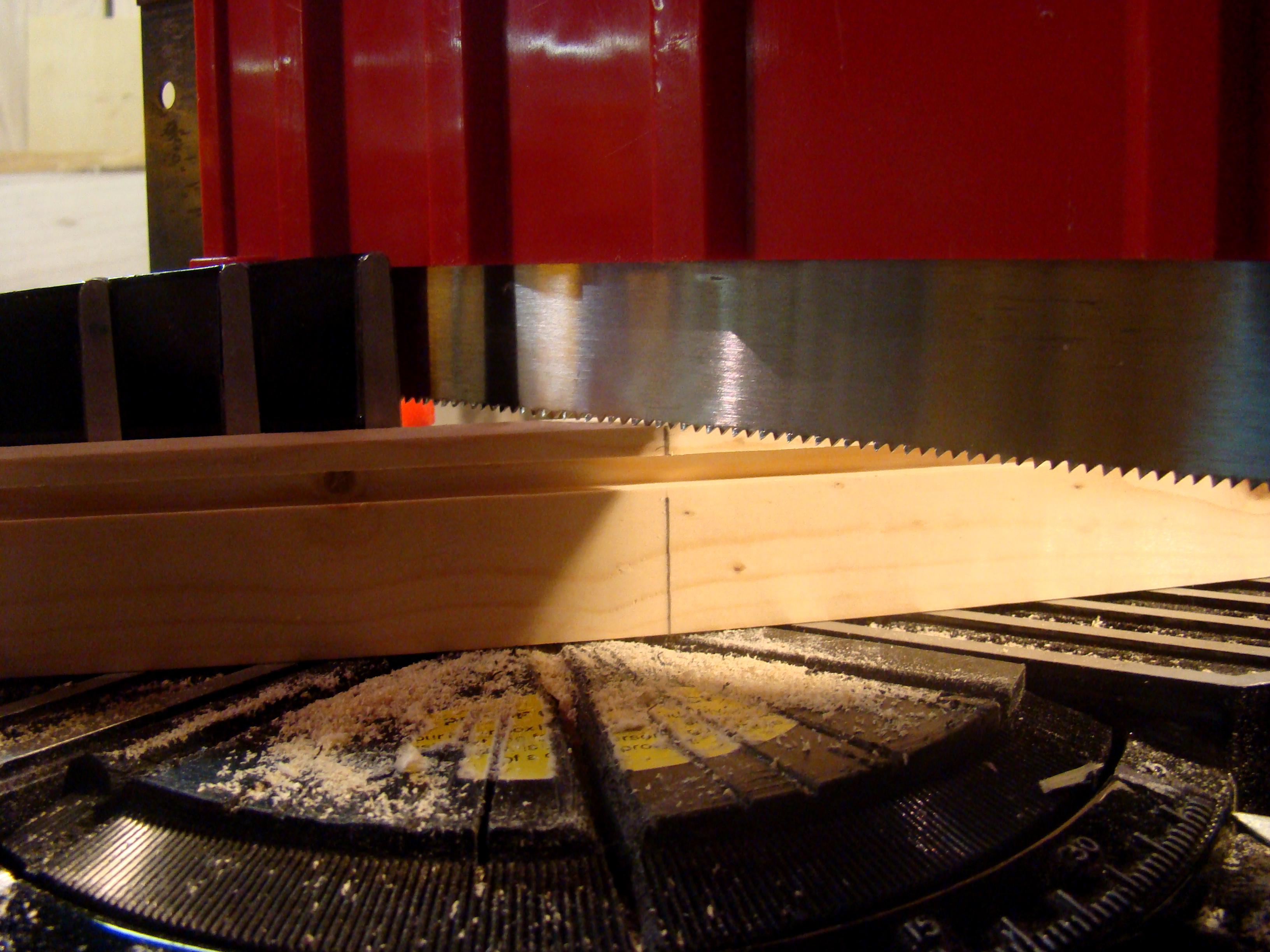 but sure to make up for the width of the blade when you cut